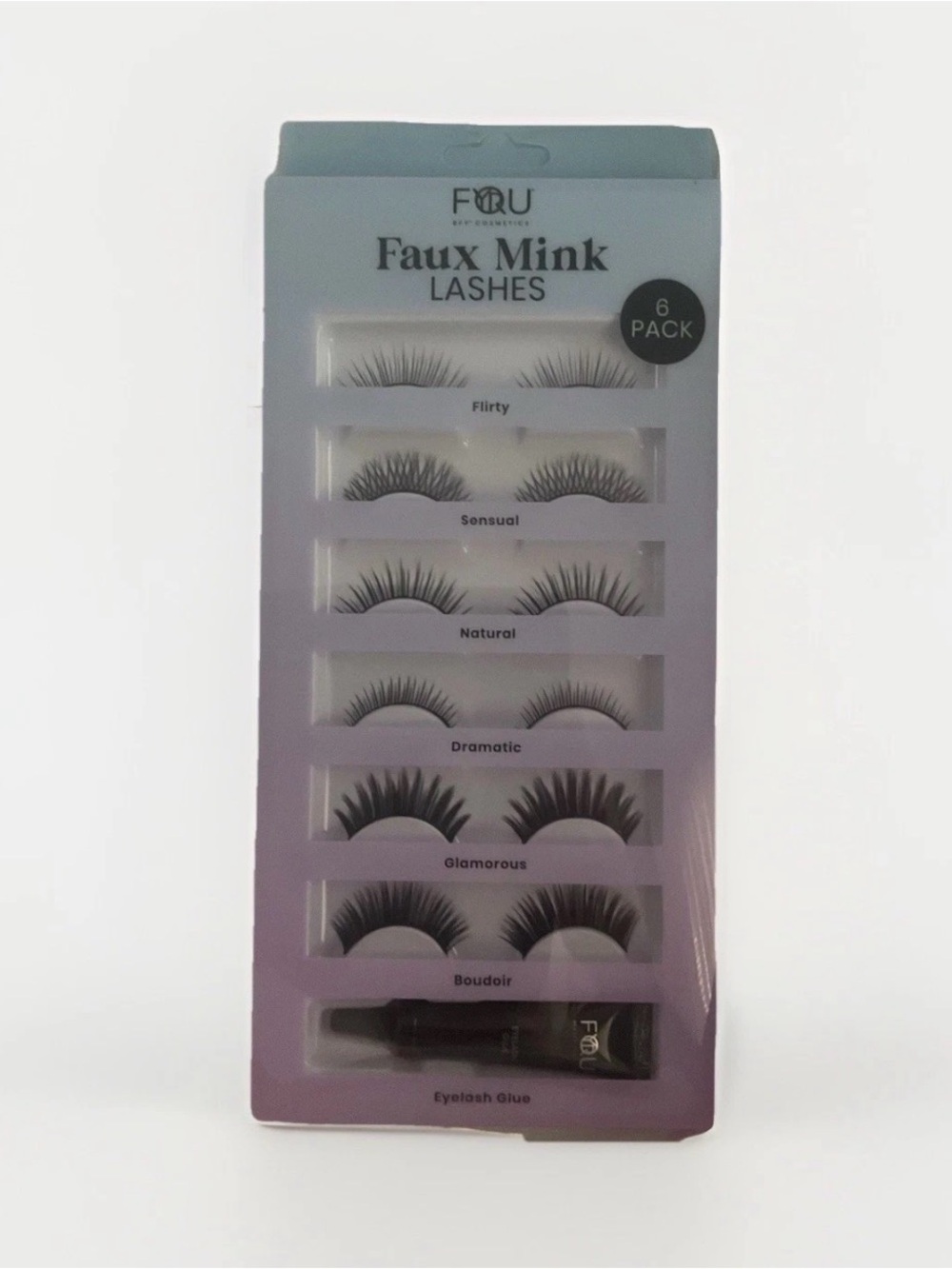 BFY Cosmetics Faux Mink Lashes Black 6 Pair with Lash Glue NEW NIB SEALED